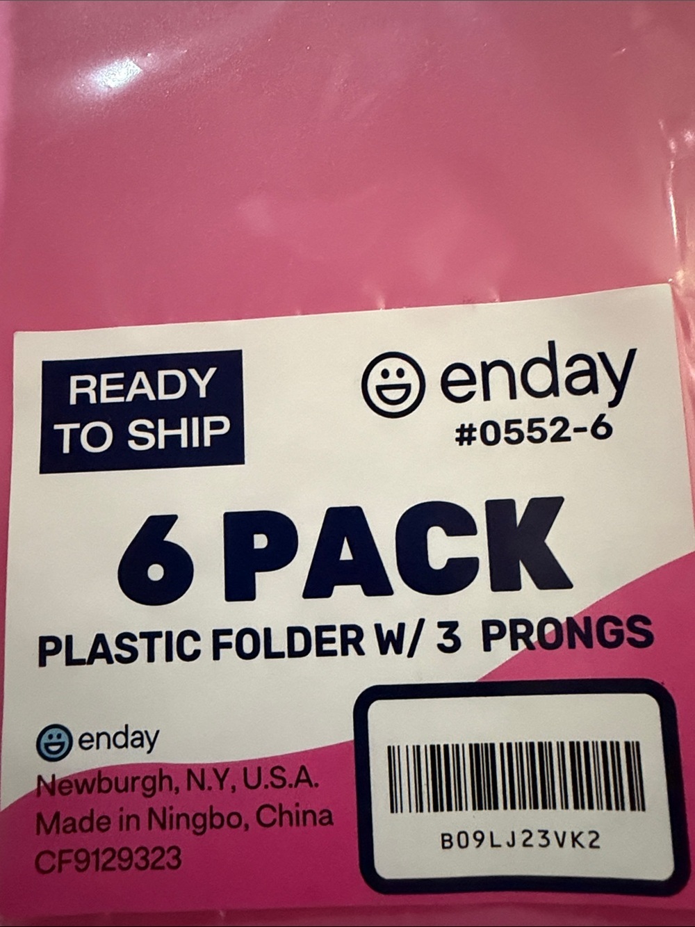 Pink 6-Pack Plastic Folders with 3 Prongs - Picture 7 of 7